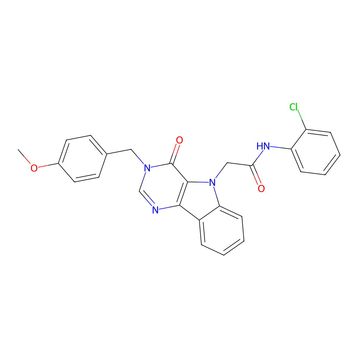 N-(2-chlorophenyl)-2-(3-(4-methoxybenzyl)-4-oxo-3H-pyrimido[5,4-b]indol-5(4H)-yl)acetamide molecular structure, CAS 1189732-64-6