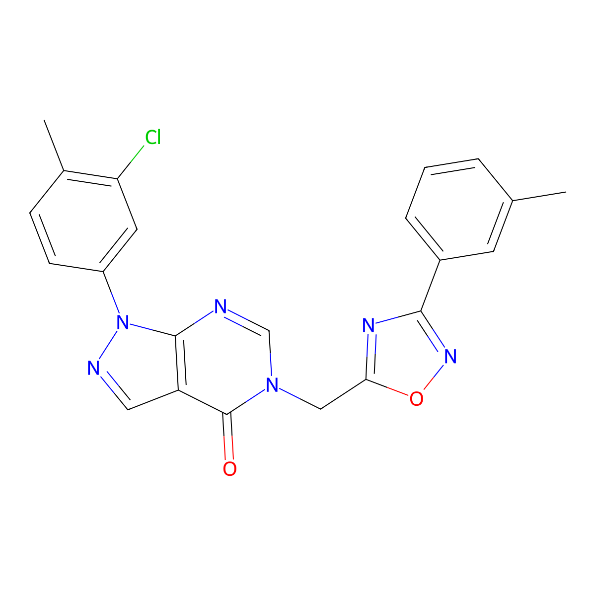 1-(3-chloro-4-methylphenyl)-5-((3-(m-tolyl)-1,2,4-oxadiazol-5-yl)methyl)-1H-pyrazolo[3,4-d]pyrimidin-4(5H)-one molecular structure, CAS 1189734-49-3
