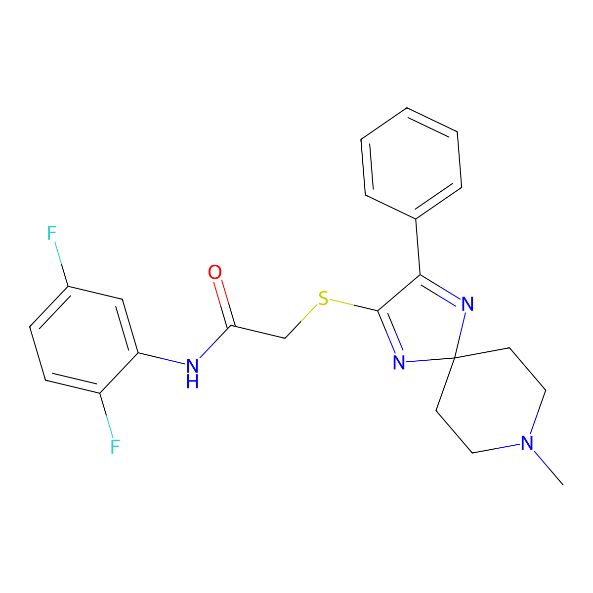 N-(2,5-difluorophenyl)-2-((8-methyl-3-phenyl-1,4,8-triazaspiro[4.5]deca-1,3-dien-2-yl)thio)acetamide molecular structure, CAS 1189735-66-7