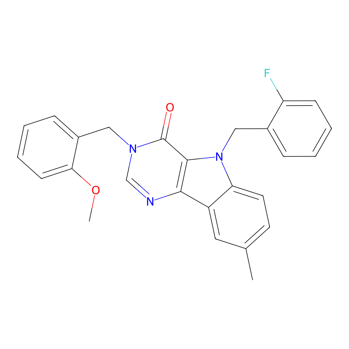 5-(2-fluorobenzyl)-3-(2-methoxybenzyl)-8-methyl-3H-pyrimido[5,4-b]indol-4(5H)-one molecular structure, CAS 1189735-70-3