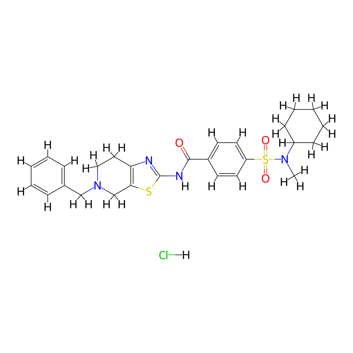 N-(5-benzyl-4,5,6,7-tetrahydrothiazolo[5,4-c]pyridin-2-yl)-4-(N-cyclohexyl-N-methylsulfamoyl)benzamide hydrochloride molecular structure, CAS 1189735-88-3