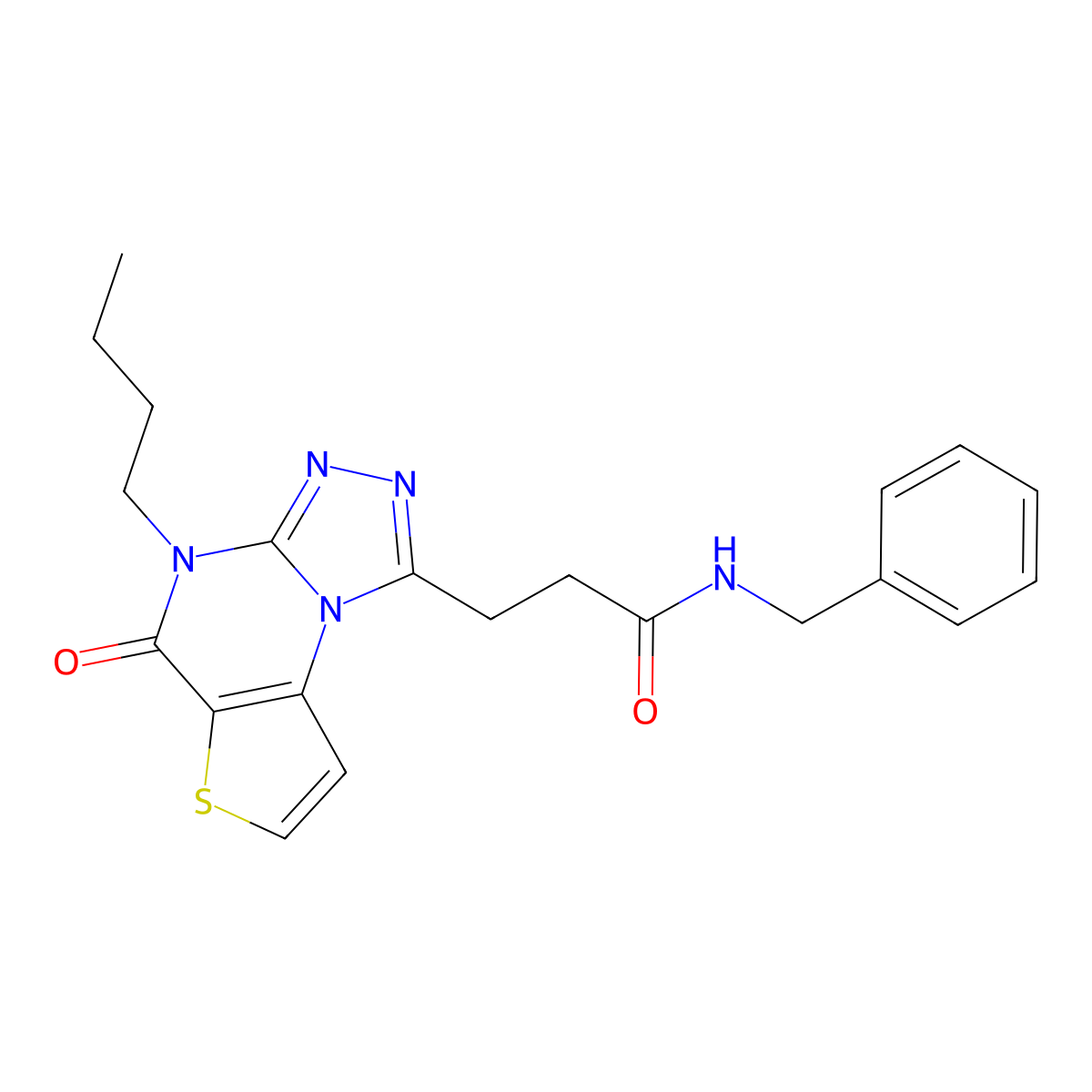 N-benzyl-3-(4-butyl-5-oxo-4,5-dihydrothieno[2,3-e][1,2,4]triazolo[4,3-a]pyrimidin-1-yl)propanamide molecular structure, CAS 1189735-91-8