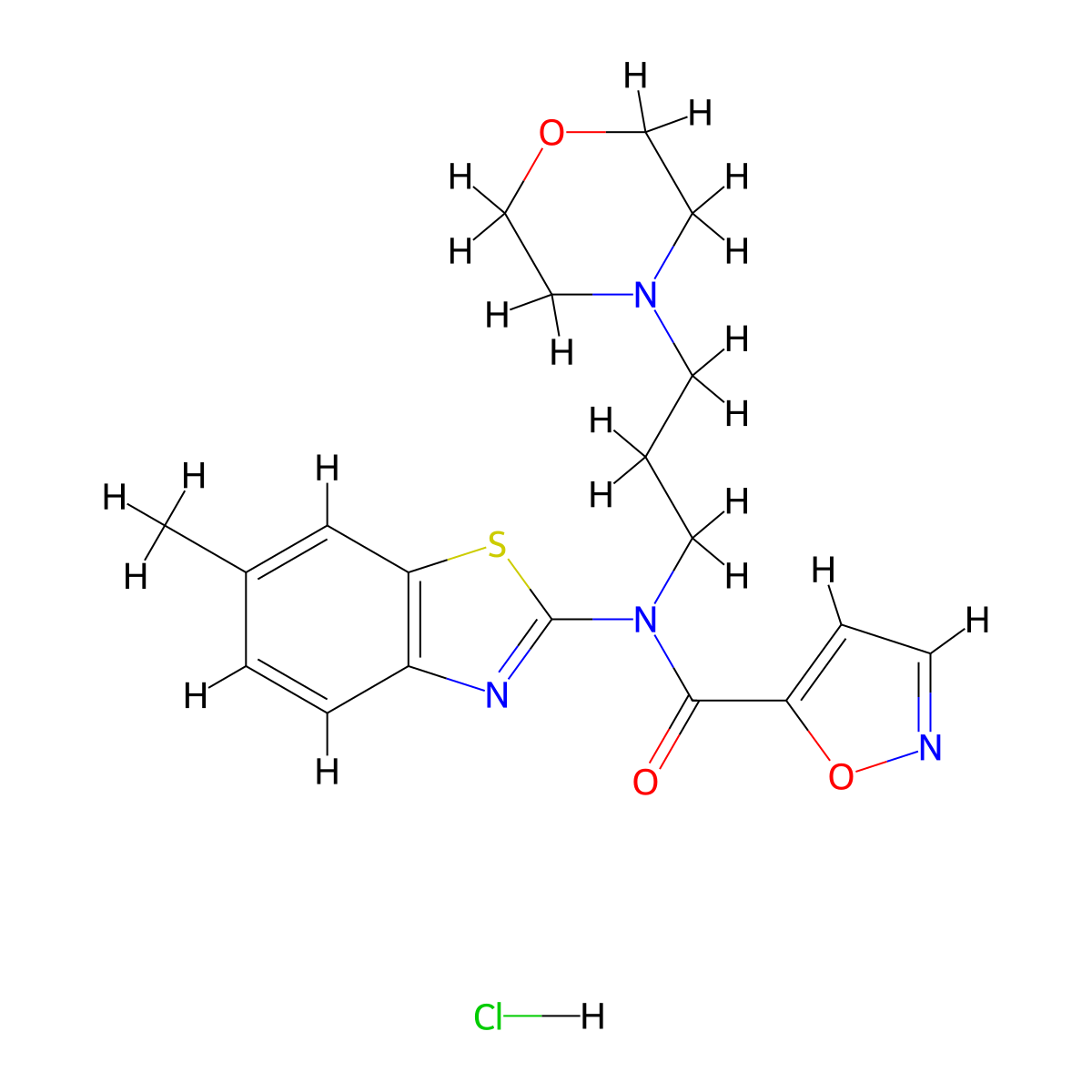 N-(6-methylbenzo[d]thiazol-2-yl)-N-(3-morpholinopropyl)isoxazole-5-carboxamide hydrochloride molecular structure, CAS 1189736-16-0