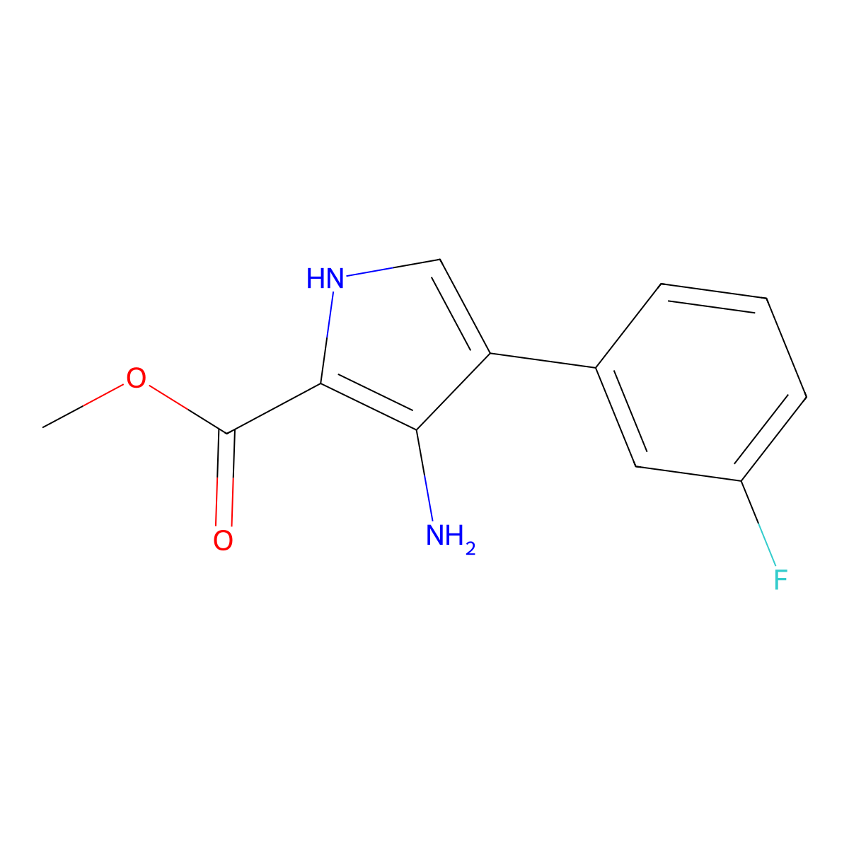 methyl 3-amino-4-(3-fluorophenyl)-1H-pyrrole-2-carboxylate molecular structure, CAS 1189736-20-6