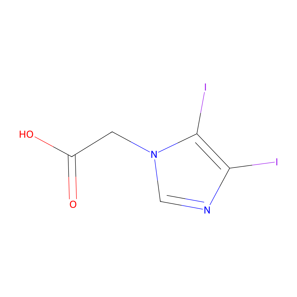 2-(4,5-diiodo-1H-imidazol-1-yl)acetic acid molecular structure, CAS 1189749-30-1