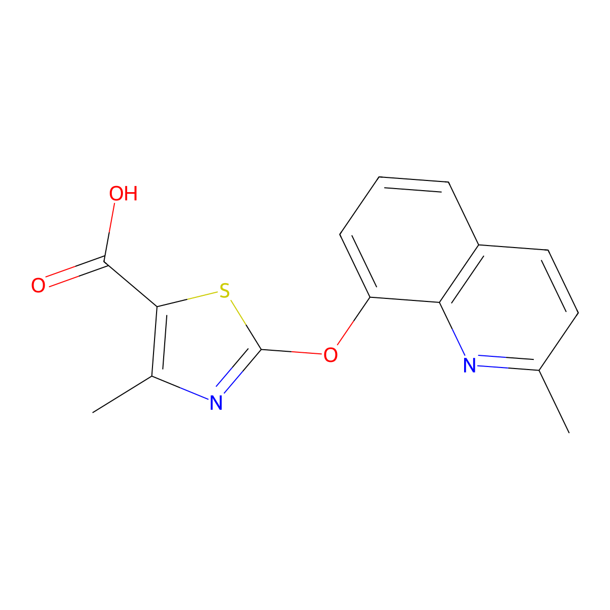 4-Methyl-2-((2-methylquinolin-8-yl)oxy)thiazole-5-carboxylic acid molecular structure, CAS 1189749-32-3