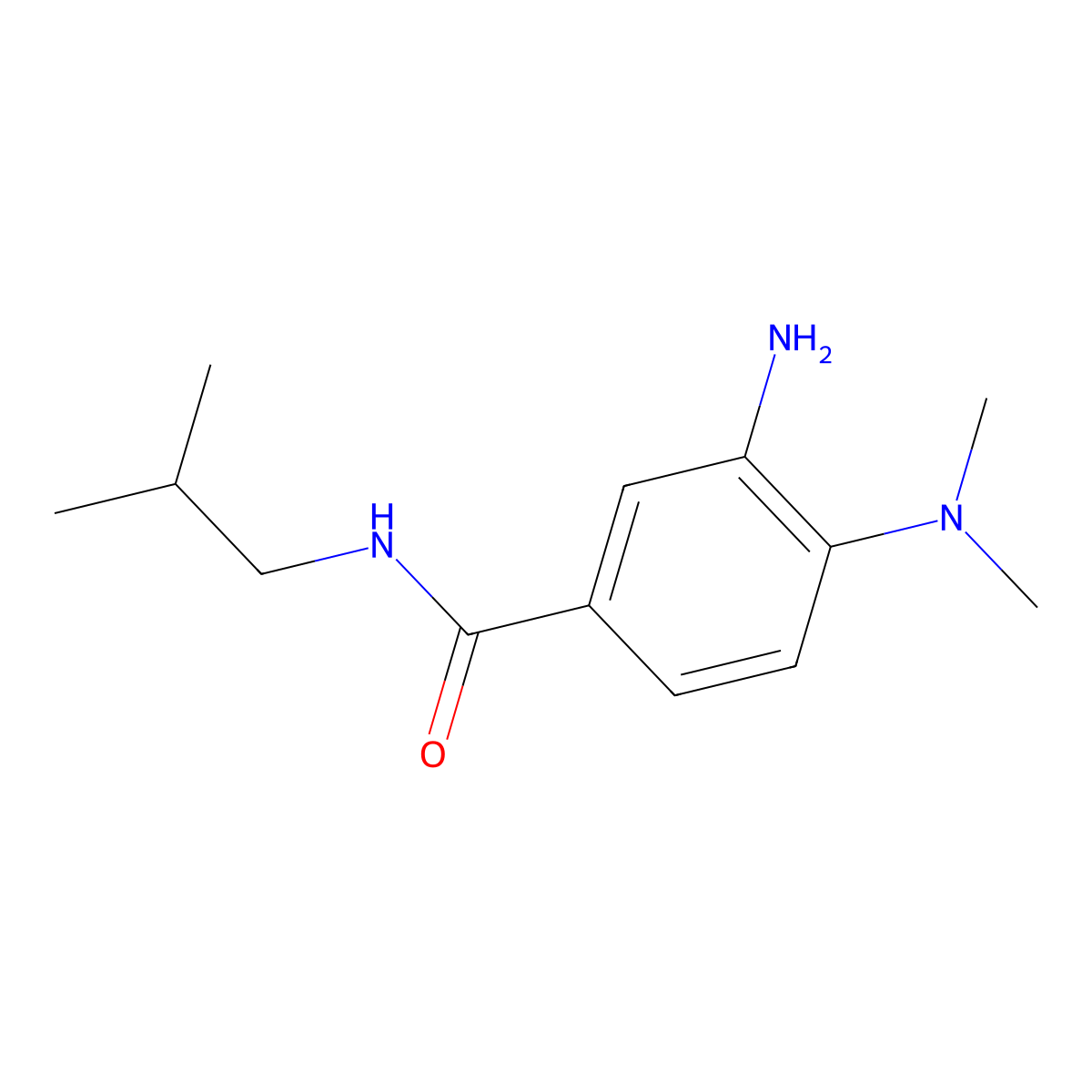 3-amino-4-(dimethylamino)-N-(2-methylpropyl)benzamide molecular structure, CAS 1189749-46-9