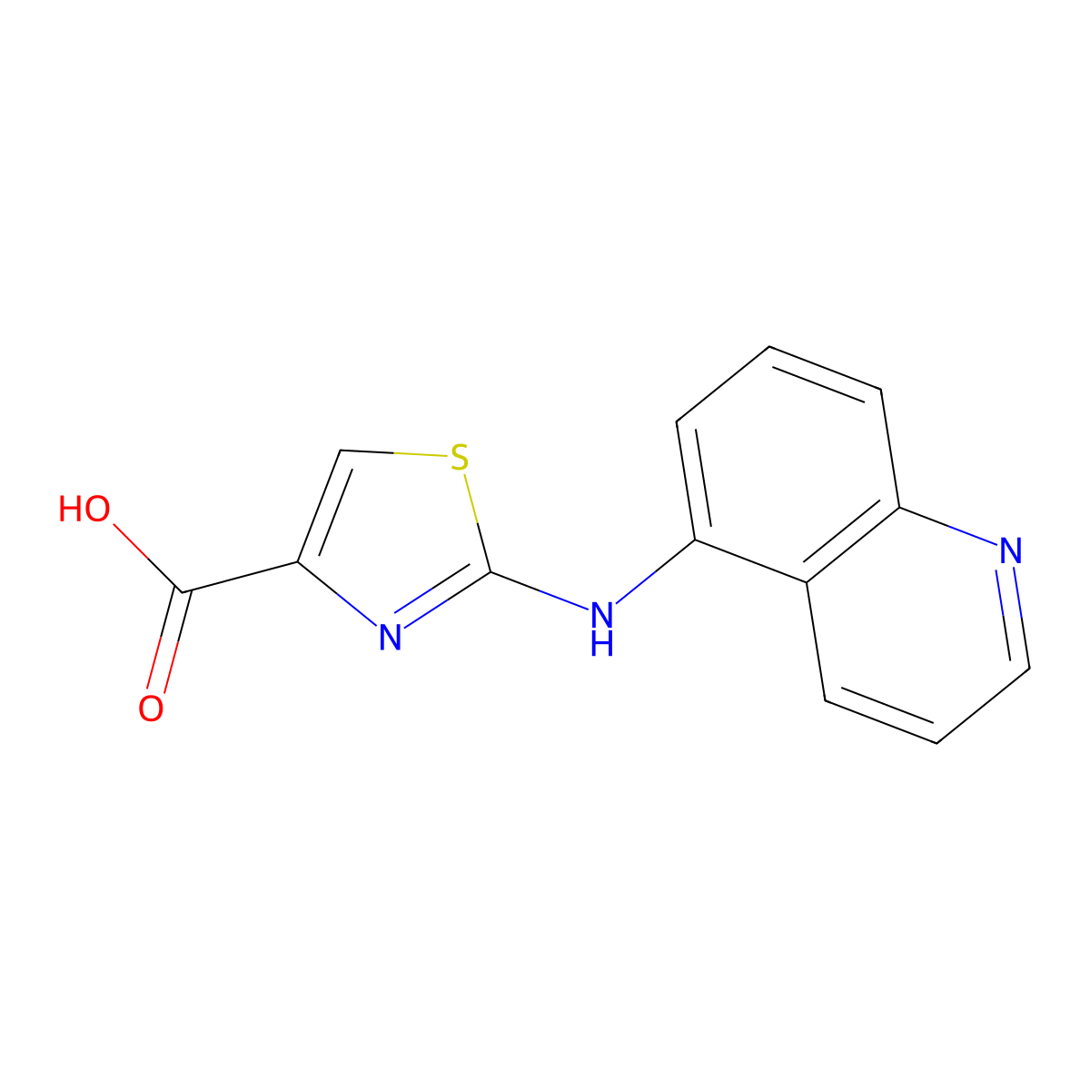 2-(Quinolin-5-ylamino)-1,3-thiazole-4-carboxylic acid molecular structure, CAS 1189749-55-0