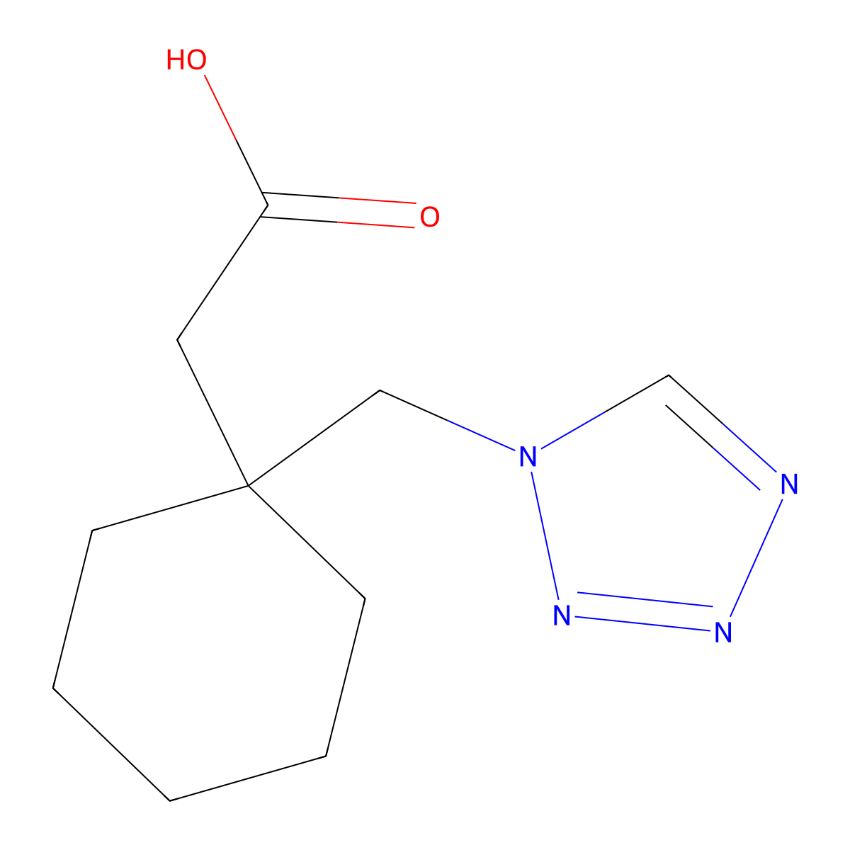 2-[1-(1H-1,2,3,4-tetrazol-1-ylmethyl)cyclohexyl]acetic acid molecular structure, CAS 1189749-68-5