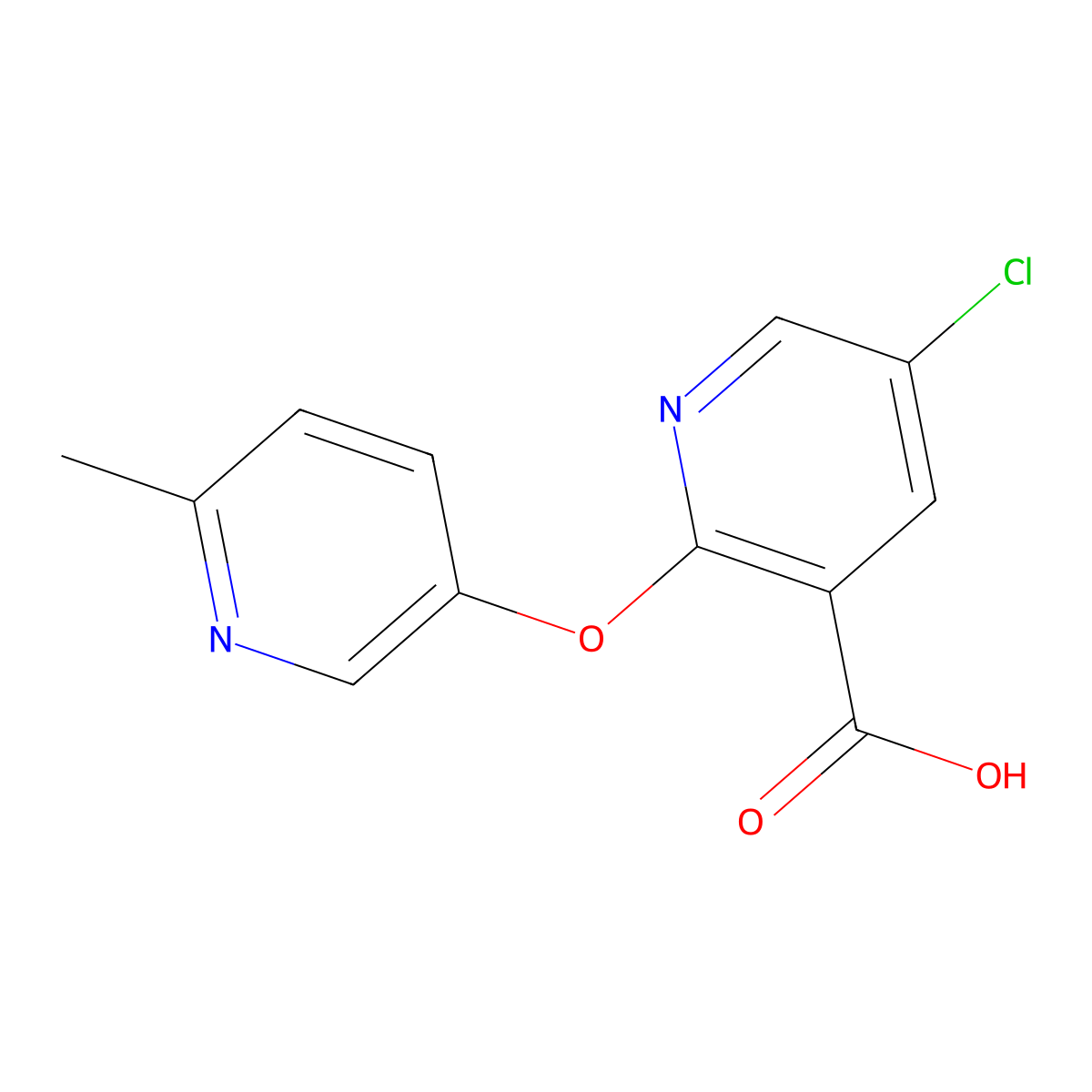 5-Chloro-2-[(6-methylpyridin-3-yl)oxy]pyridine-3-carboxylic acid molecular structure, CAS 1189749-70-9