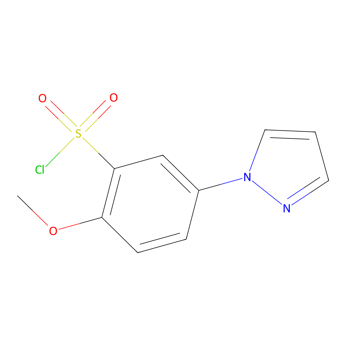 2-methoxy-5-(1H-pyrazol-1-yl)benzenesulfonyl chloride molecular structure, CAS 1189749-71-0