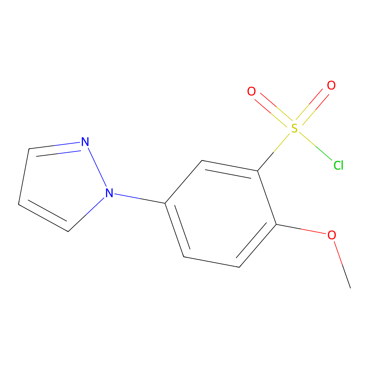 2-methoxy-5-(1H-pyrazol-1-yl)benzenesulfonyl chloride molecular structure, CAS 1189749-71-0