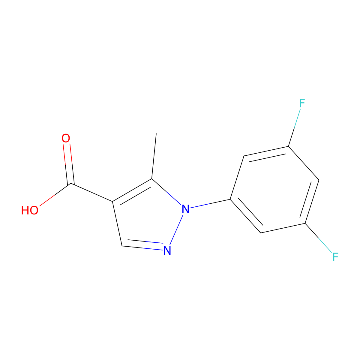 1-(3,5-difluorophenyl)-5-methyl-1H-pyrazole-4-carboxylic acid molecular structure, CAS 1189749-72-1
