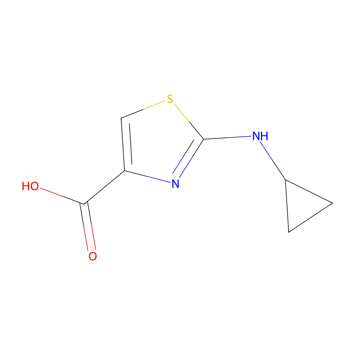 2-(Cyclopropylamino)-1,3-thiazole-4-carboxylic acid molecular structure, CAS 1189749-75-4