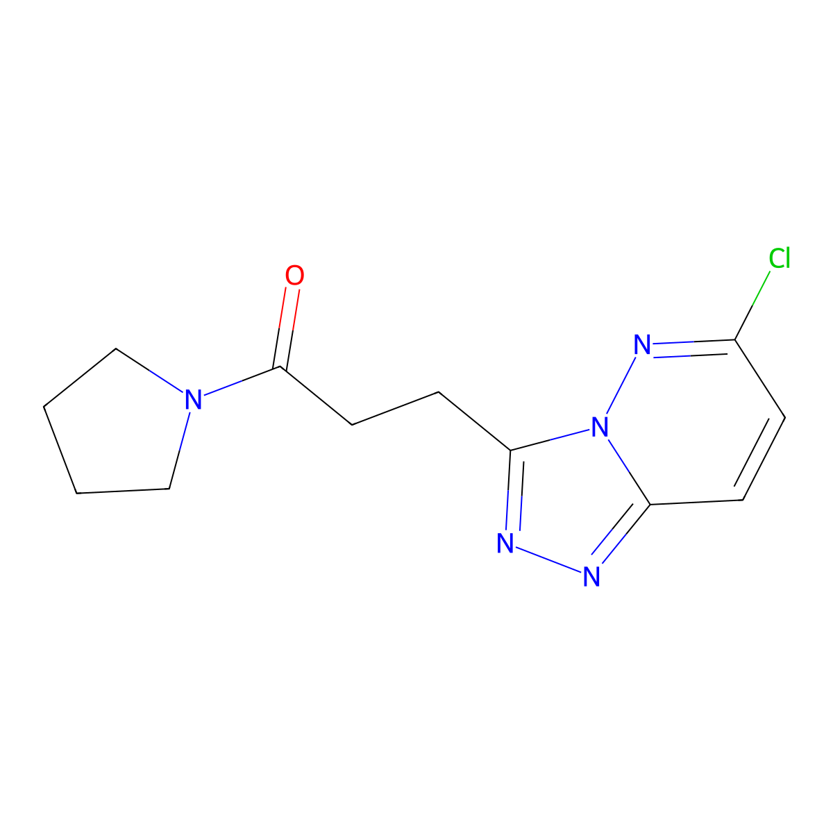 3-(6-Chloro-[1,2,4]triazolo[4,3-b]pyridazin-3-yl)-1-(pyrrolidin-1-yl)propan-1-one molecular structure, CAS 1189749-77-6