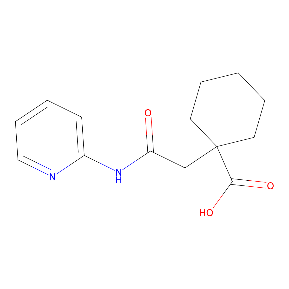 1-(2-Oxo-2-(pyridin-2-ylamino)ethyl)cyclohexanecarboxylic acid molecular structure, CAS 1189749-82-3