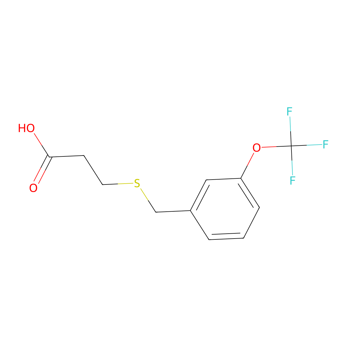 3-((3-(Trifluoromethoxy)benzyl)thio)propanoic acid molecular structure, CAS 1189749-86-7