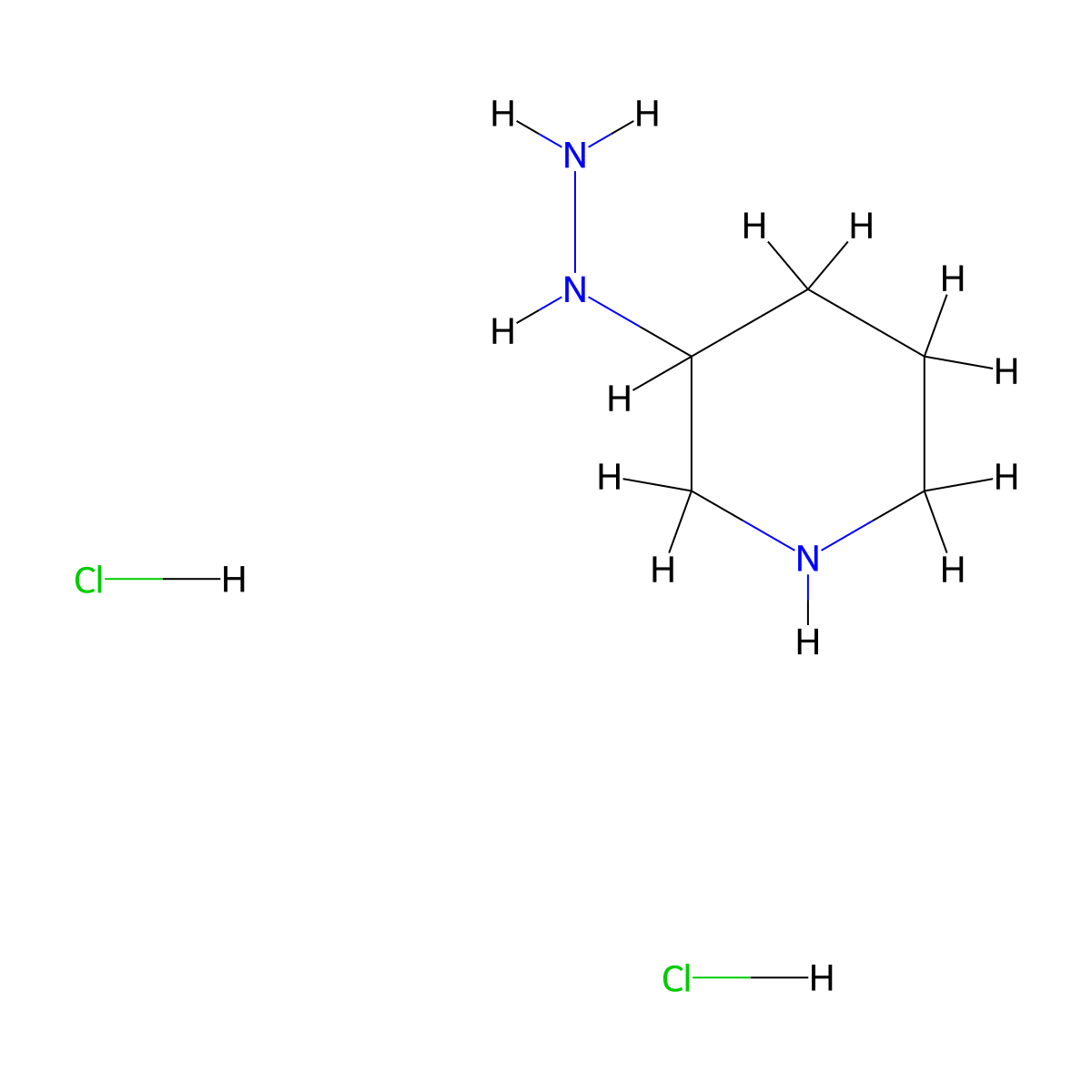 3-Hydrazinylpiperidine dihydrochloride molecular structure, CAS 1189770-90-8