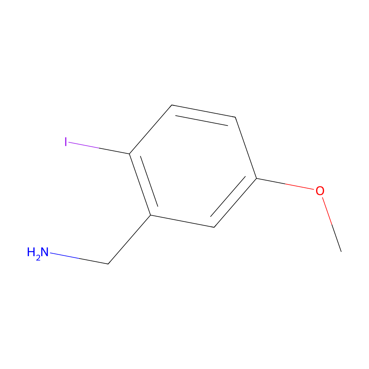 (2-Iodo-5-methoxyphenyl)methanamine molecular structure, CAS 1189788-15-5