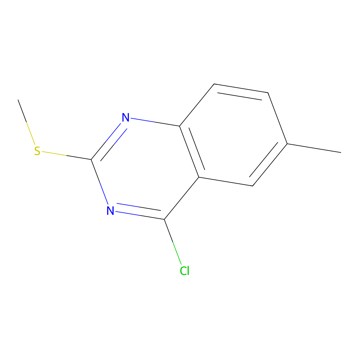 4-Chloro-6-methyl-2-(methylthio)quinazoline molecular structure, CAS 1189797-90-7