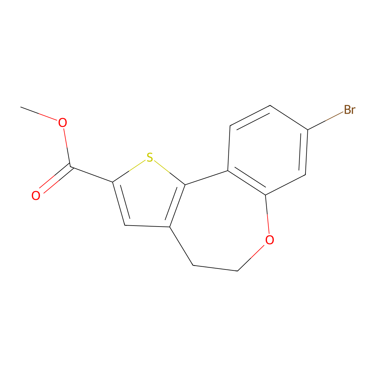 Methyl 8-bromo-4,5-dihydrobenzo[b]thieno[2,3-d]oxepine-2-carboxylate molecular structure, CAS 1189815-76-6