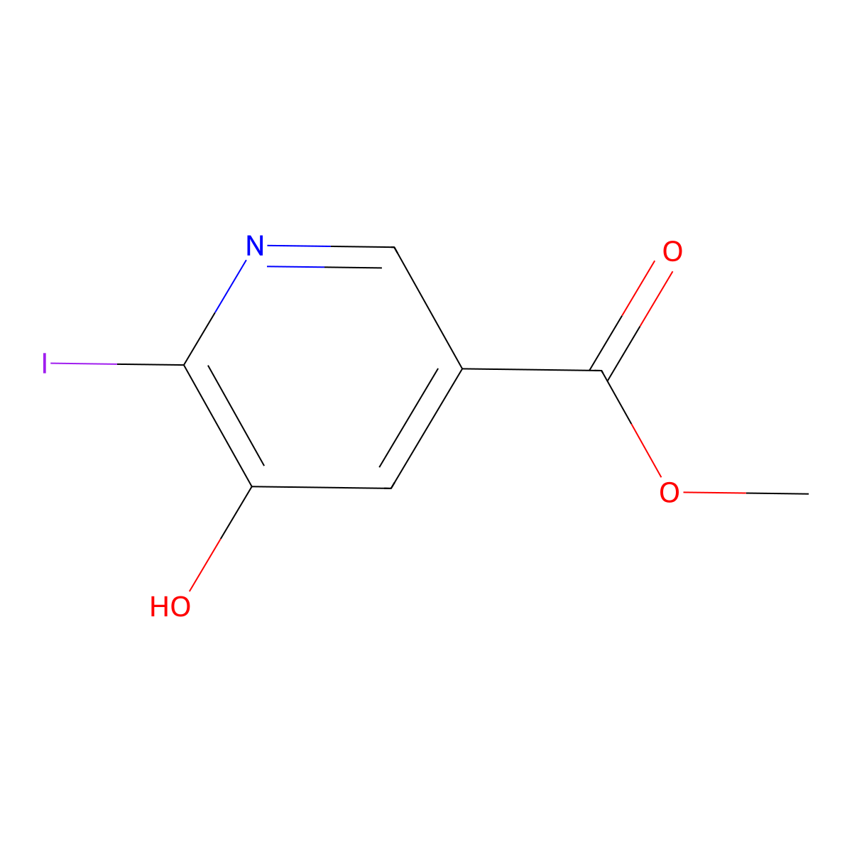 Methyl 5-hydroxy-6-iodopyridine-3-carboxylate molecular structure, CAS 1189816-87-2
