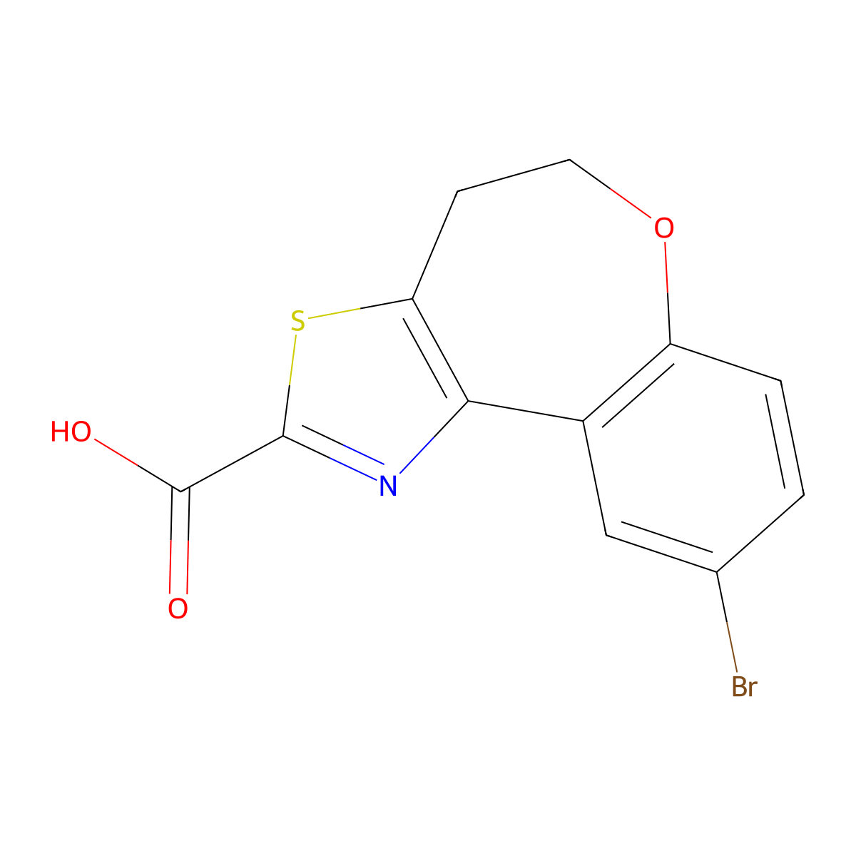 9-Bromo-4,5-dihydrobenzo[2,3]oxepino[4,5-D]thiazole-2-carboxylic acid molecular structure, CAS 1189817-48-8