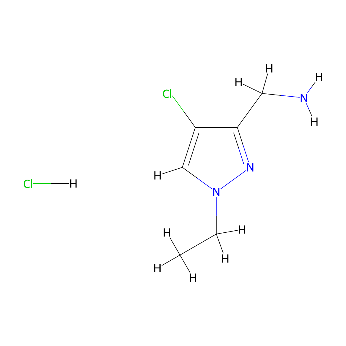 (4-Chloro-1-ethyl-1H-pyrazol-3-yl)methanamine hydrochloride molecular structure, CAS 1189853-92-6