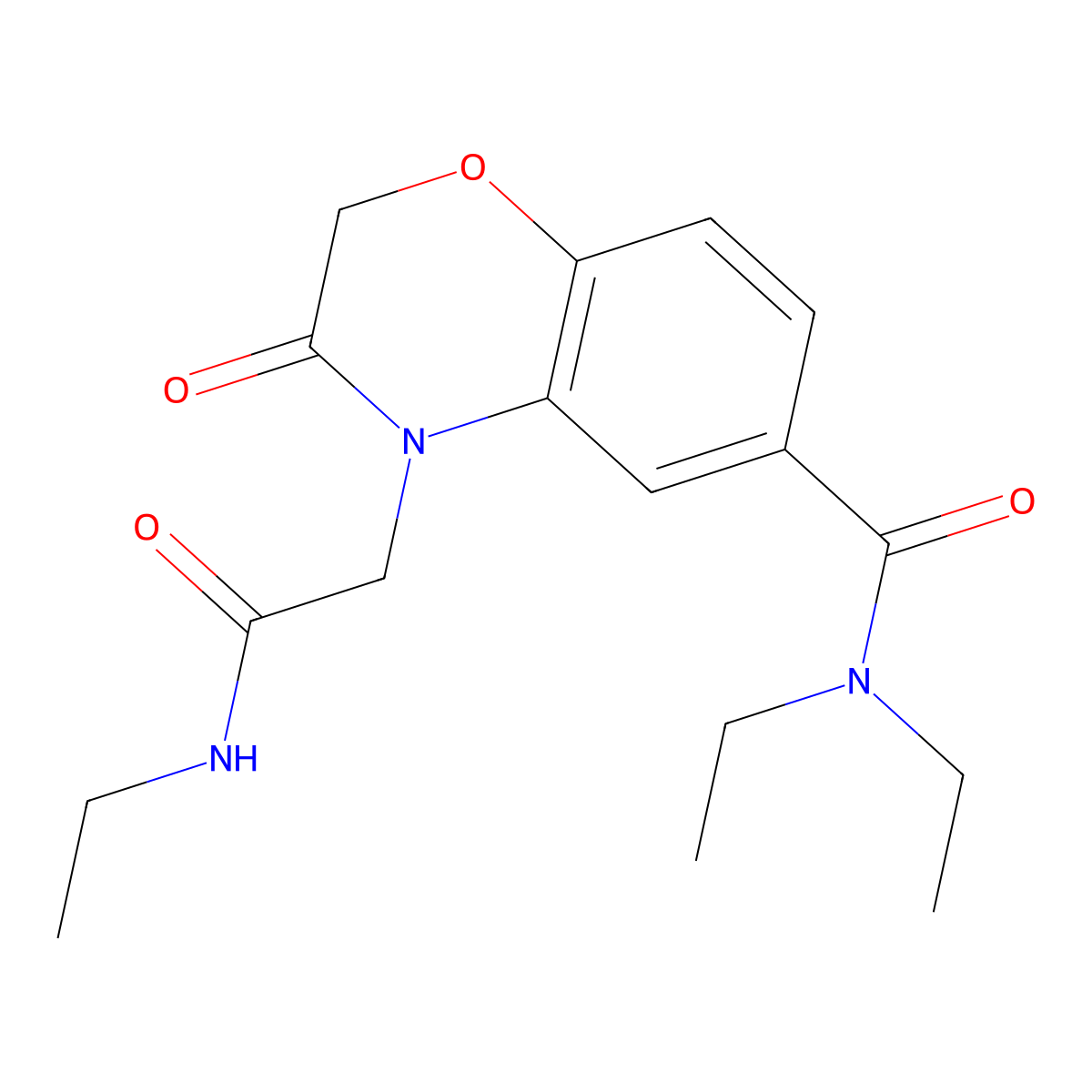 N,N-diethyl-4-[2-(ethylamino)-2-oxoethyl]-3-oxo-3,4-dihydro-2H-1,4-benzoxazine-6-carboxamide molecular structure, CAS 1189853-93-7