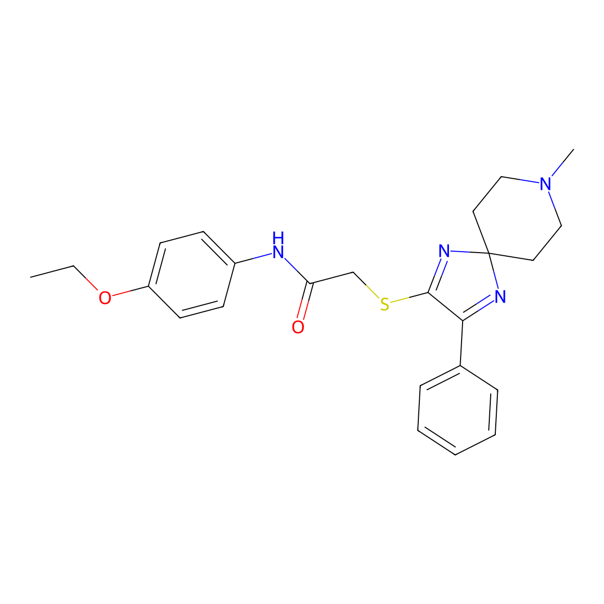 N-(4-ethoxyphenyl)-2-((8-methyl-3-phenyl-1,4,8-triazaspiro[4.5]deca-1,3-dien-2-yl)thio)acetamide molecular structure, CAS 1189854-17-8