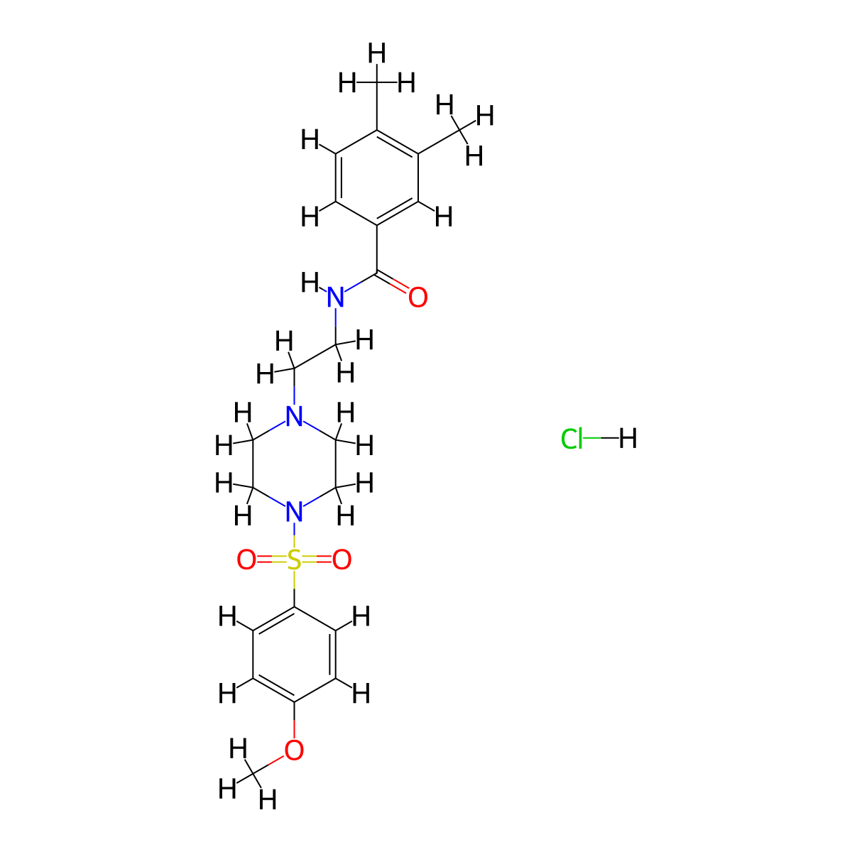 N-(2-(4-((4-methoxyphenyl)sulfonyl)piperazin-1-yl)ethyl)-3,4-dimethylbenzamide hydrochloride molecular structure, CAS 1189854-38-3
