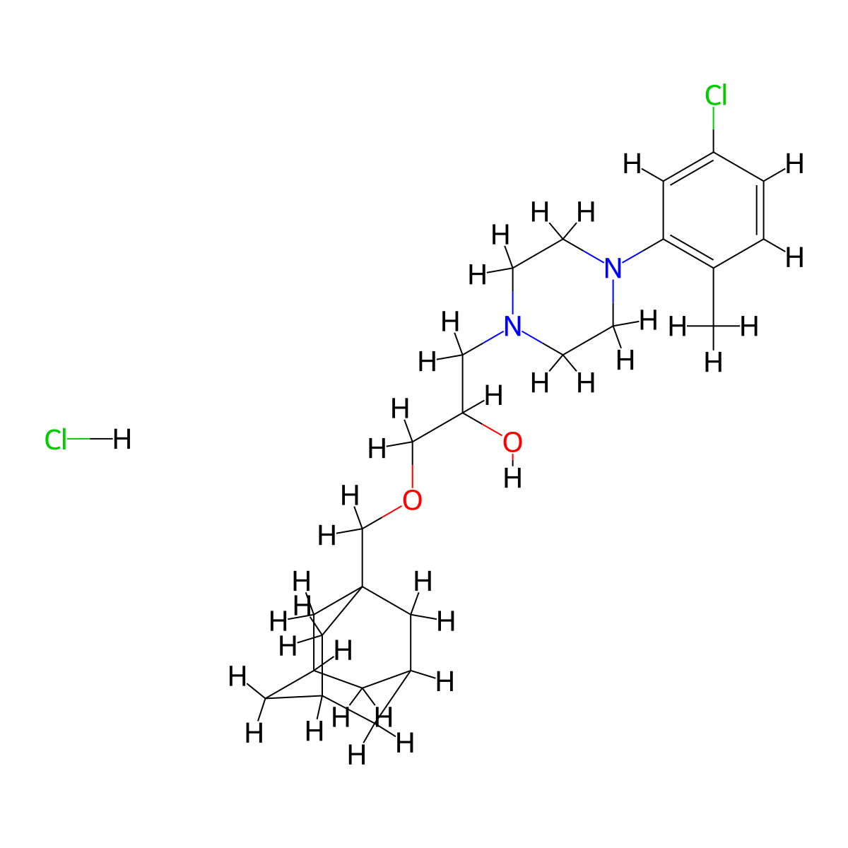1-[(Adamantan-1-yl)methoxy]-3-[4-(5-chloro-2-methylphenyl)piperazin-1-yl]propan-2-ol hydrochloride molecular structure, CAS 1189855-37-5