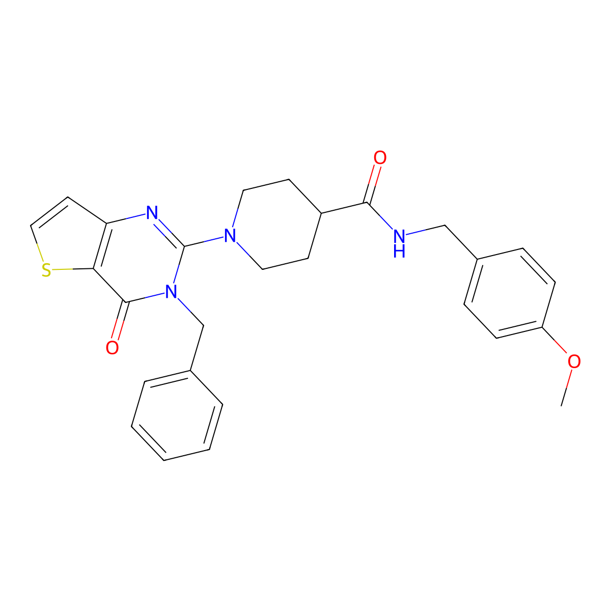 1-{3-benzyl-4-oxo-3H,4H-thieno[3,2-d]pyrimidin-2-yl}-N-[(4-methoxyphenyl)methyl]piperidine-4-carboxamide molecular structure, CAS 1189855-45-5