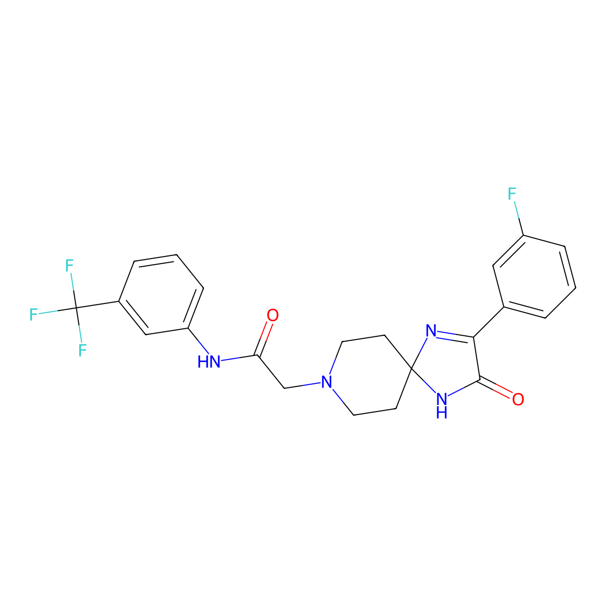 2-[2-(3-fluorophenyl)-3-oxo-1,4,8-triazaspiro[4.5]dec-1-en-8-yl]-N-[3-(trifluoromethyl)phenyl]acetamide molecular structure, CAS 1189856-49-2