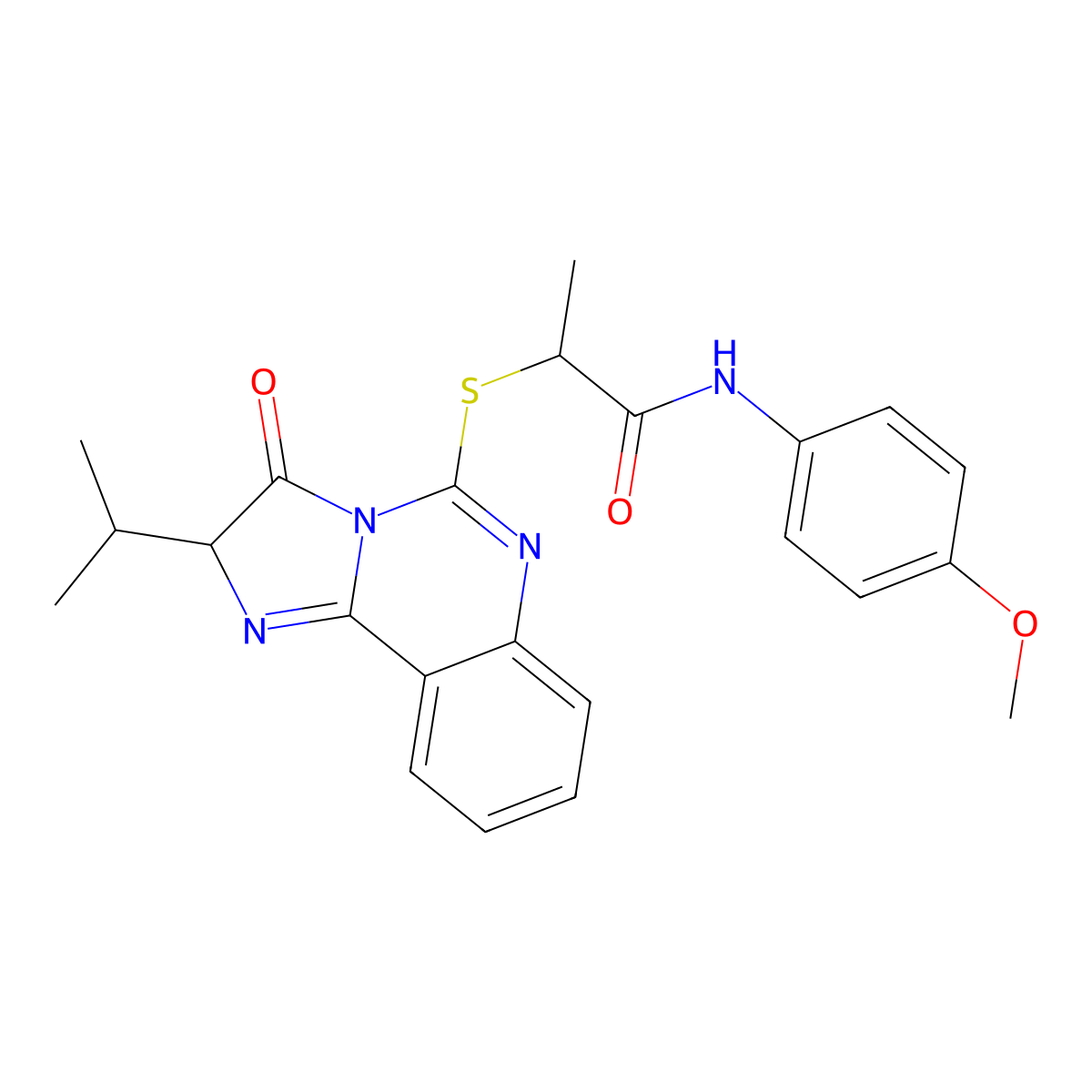 2-((2-isopropyl-3-oxo-2,3-dihydroimidazo[1,2-c]quinazolin-5-yl)thio)-N-(4-methoxyphenyl)propanamide molecular structure, CAS 1189856-69-6