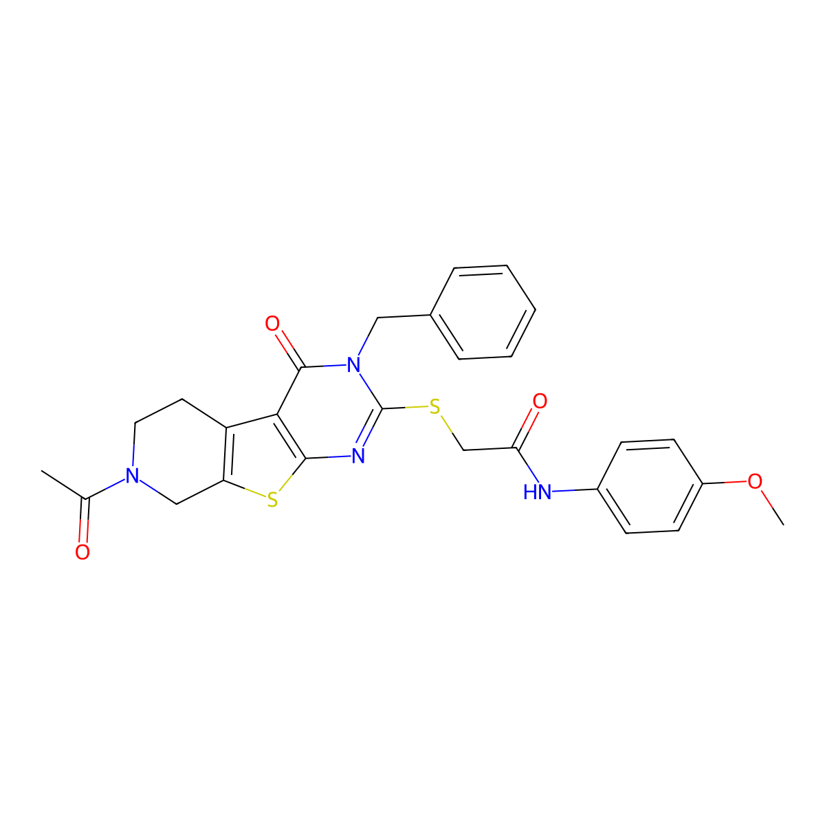 2-((7-acetyl-3-benzyl-4-oxo-3,4,5,6,7,8-hexahydropyrido[4',3':4,5]thieno[2,3-d]pyrimidin-2-yl)thio)-N-(4-methoxyphenyl)acetamide molecular structure, CAS 1189858-02-3