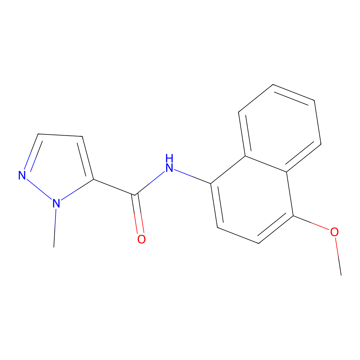 N-(4-methoxynaphthalen-1-yl)-1-methyl-1H-pyrazole-5-carboxamide molecular structure, CAS 1189858-15-8