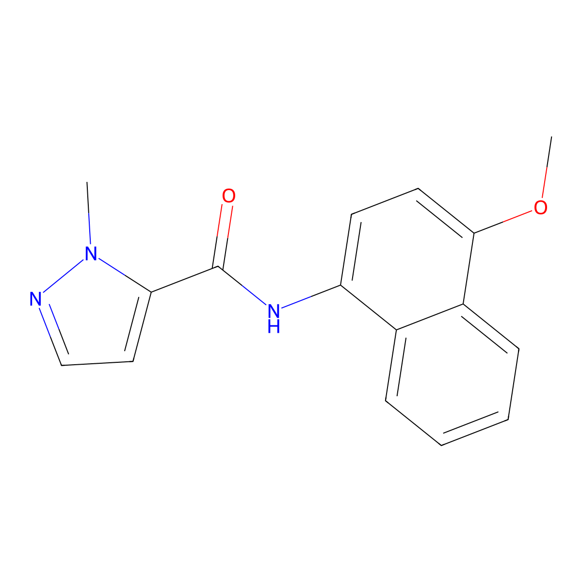 N-(4-methoxynaphthalen-1-yl)-1-methyl-1H-pyrazole-5-carboxamide molecular structure, CAS 1189858-15-8