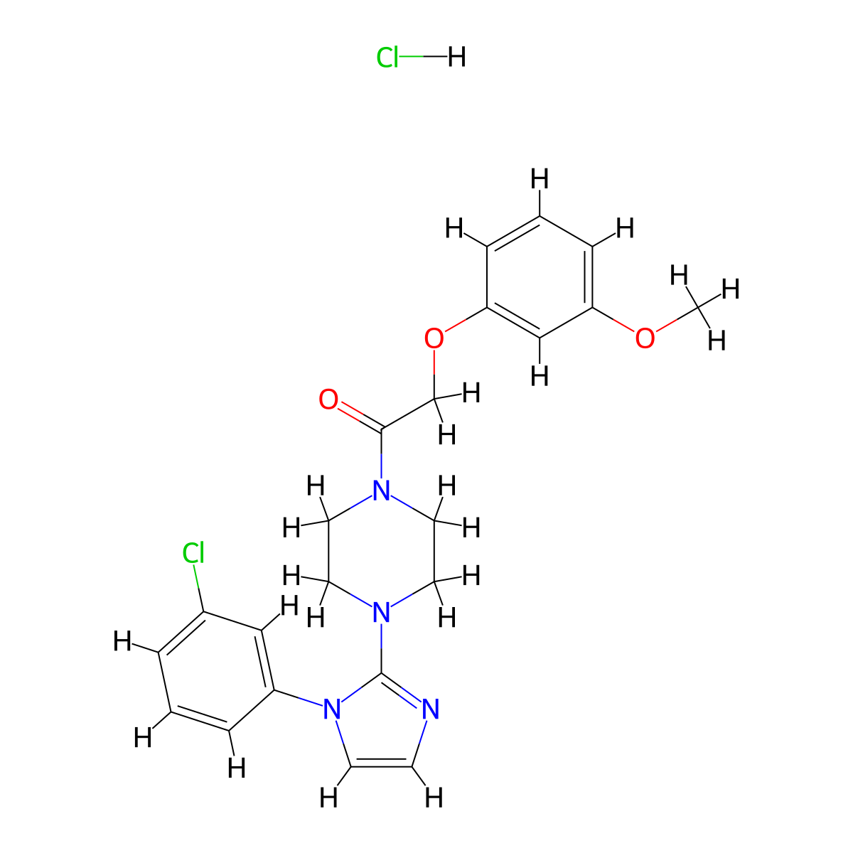 1-(4-(1-(3-chlorophenyl)-1H-imidazol-2-yl)piperazin-1-yl)-2-(3-methoxyphenoxy)ethanone hydrochloride molecular structure, CAS 1189858-39-6