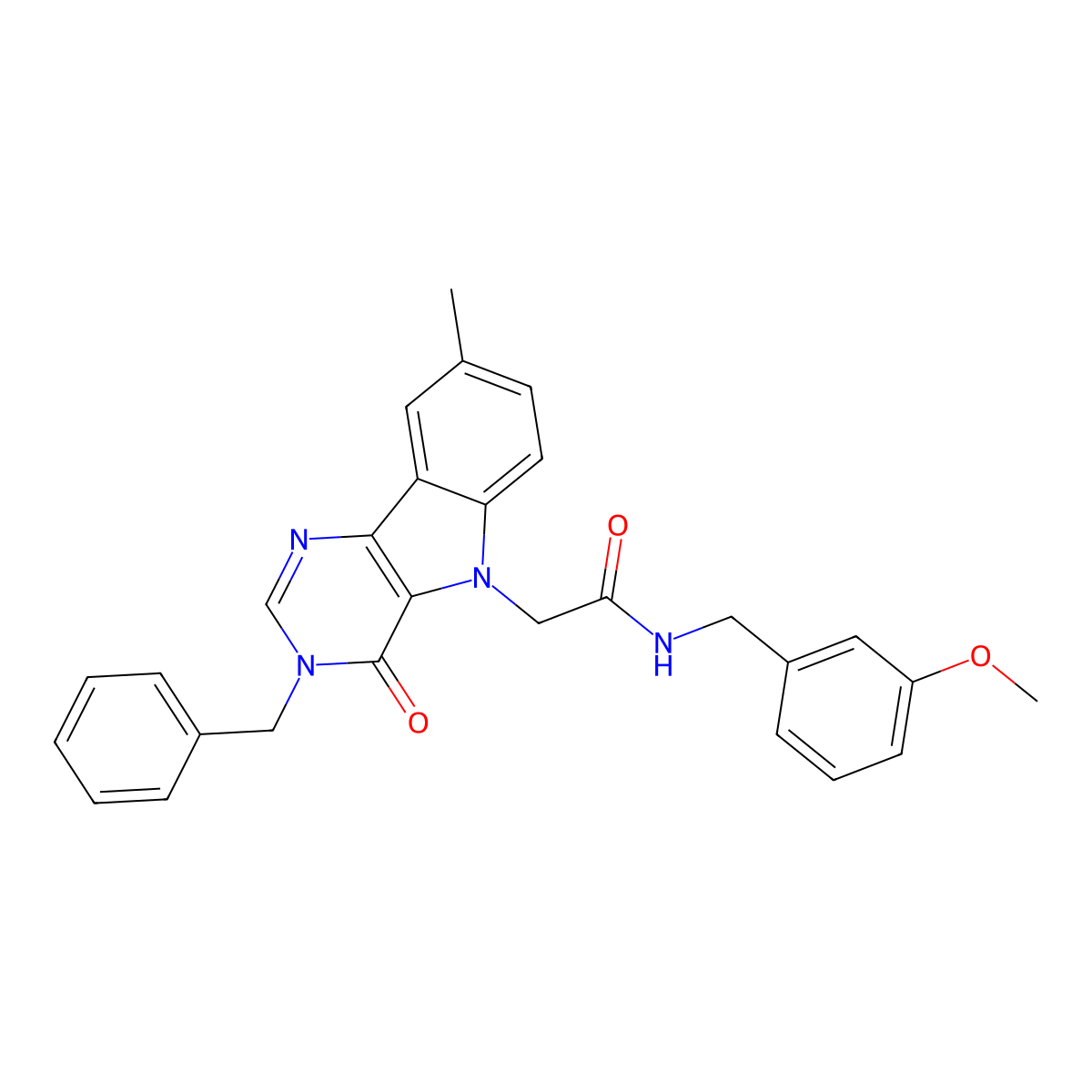 2-(3-benzyl-8-methyl-4-oxo-3H-pyrimido[5,4-b]indol-5(4H)-yl)-N-(3-methoxybenzyl)acetamide molecular structure, CAS 1189859-47-9