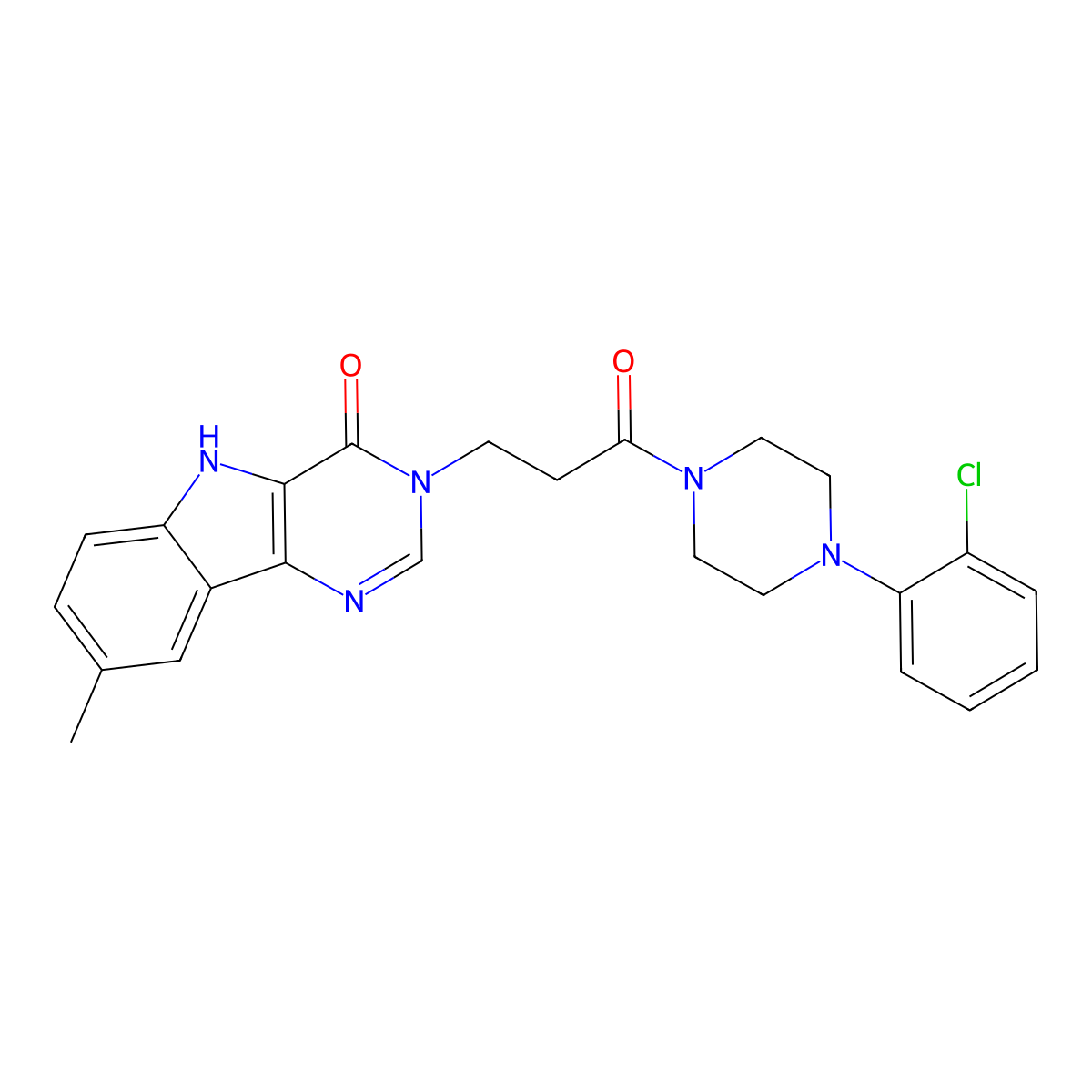 3-(3-(4-(2-chlorophenyl)piperazin-1-yl)-3-oxopropyl)-8-methyl-3H-pyrimido[5,4-b]indol-4(5H)-one molecular structure, CAS 1189860-34-1