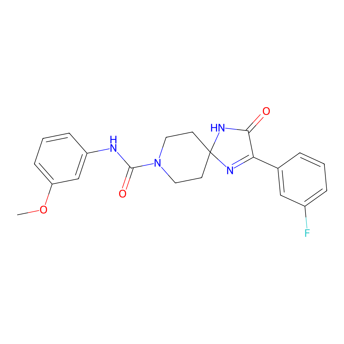 2-(3-fluorophenyl)-N-(3-methoxyphenyl)-3-oxo-1,4,8-triazaspiro[4.5]dec-1-ene-8-carboxamide molecular structure, CAS 1189860-49-8