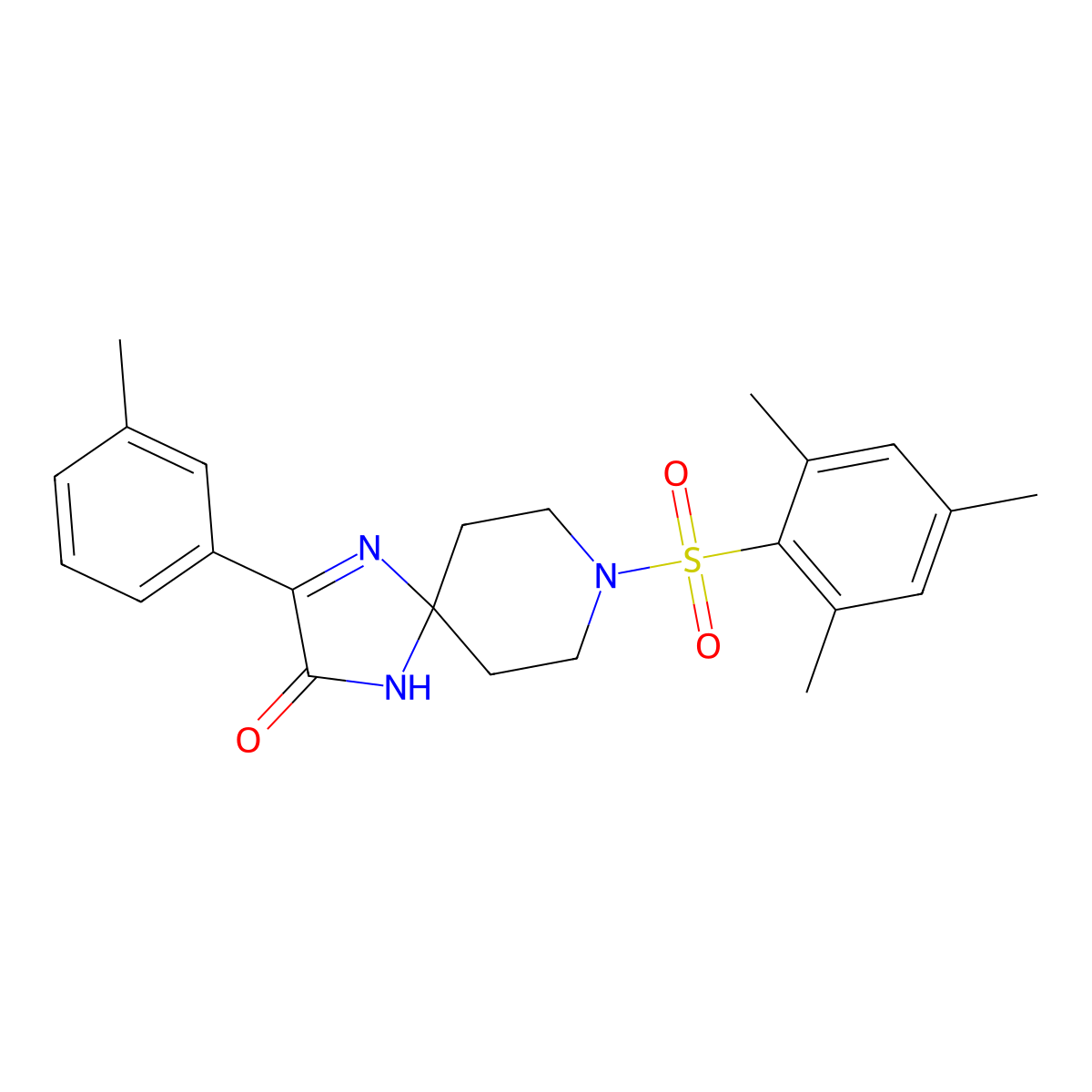 8-(Mesitylsulfonyl)-3-(m-tolyl)-1,4,8-triazaspiro[4.5]dec-3-en-2-one molecular structure, CAS 1189860-62-5