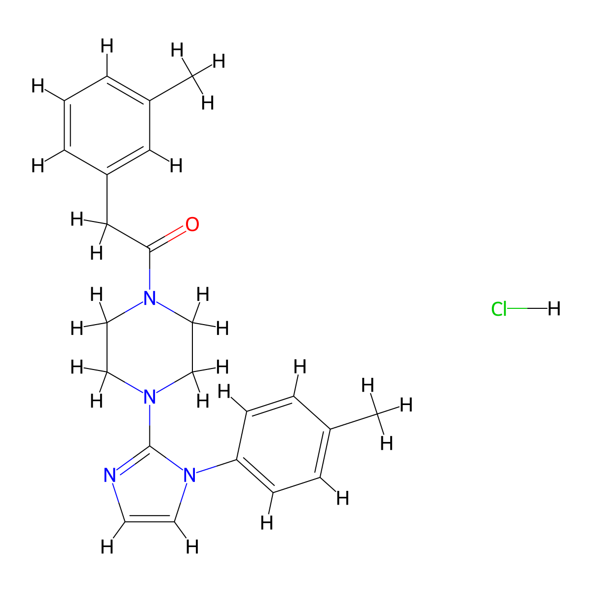2-(m-tolyl)-1-(4-(1-(p-tolyl)-1H-imidazol-2-yl)piperazin-1-yl)ethanone hydrochloride molecular structure, CAS 1189860-77-2