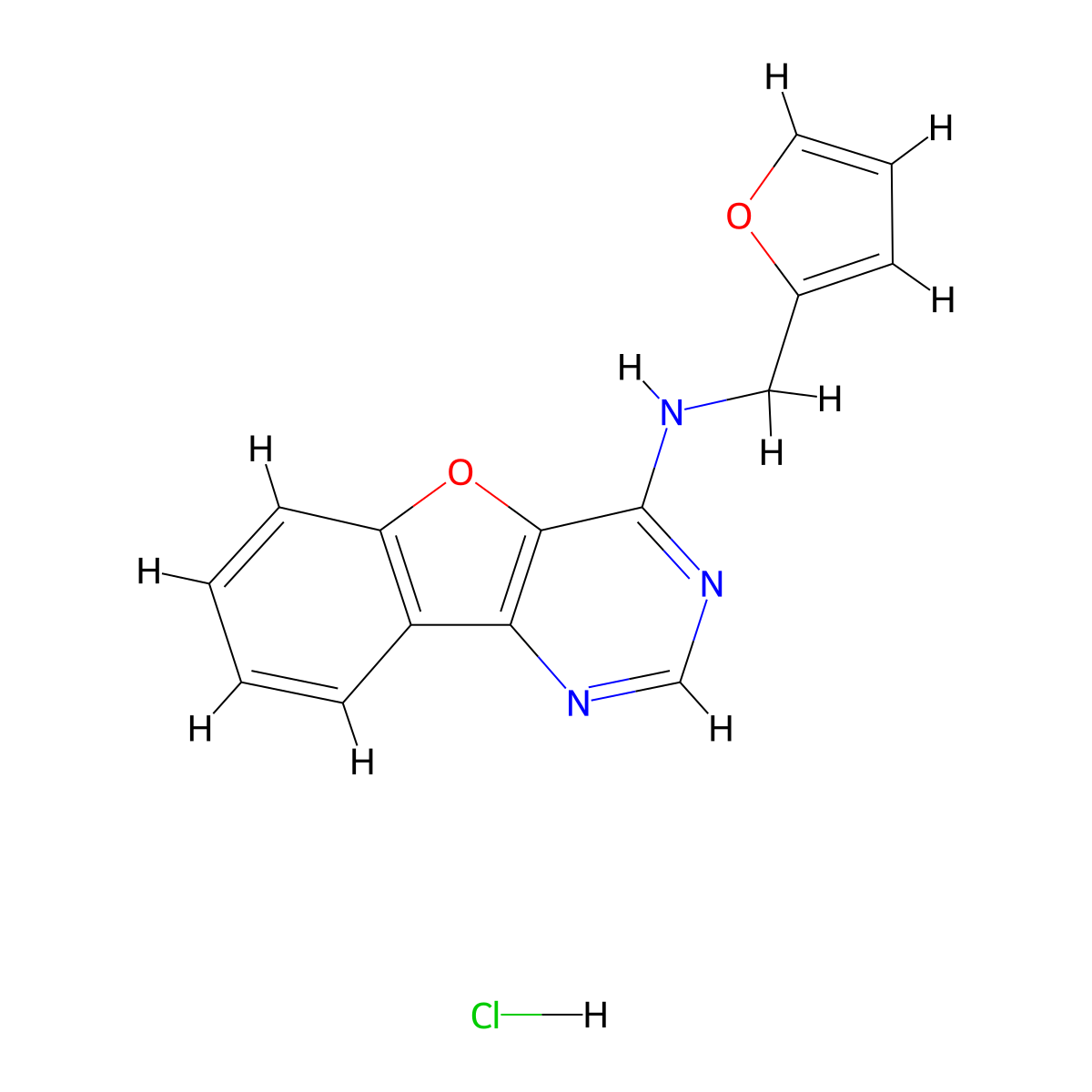 N-(furan-2-ylmethyl)benzofuro[3,2-d]pyrimidin-4-amine hydrochloride molecular structure, CAS 1189860-91-0