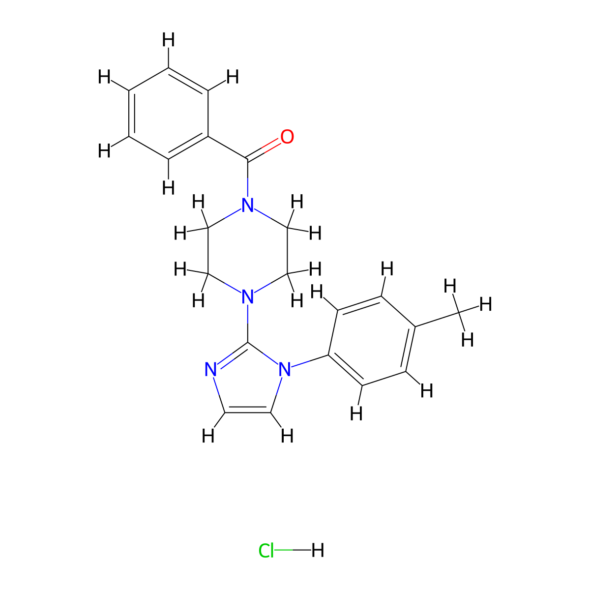 phenyl(4-(1-(p-tolyl)-1H-imidazol-2-yl)piperazin-1-yl)methanone hydrochloride molecular structure, CAS 1189861-23-1