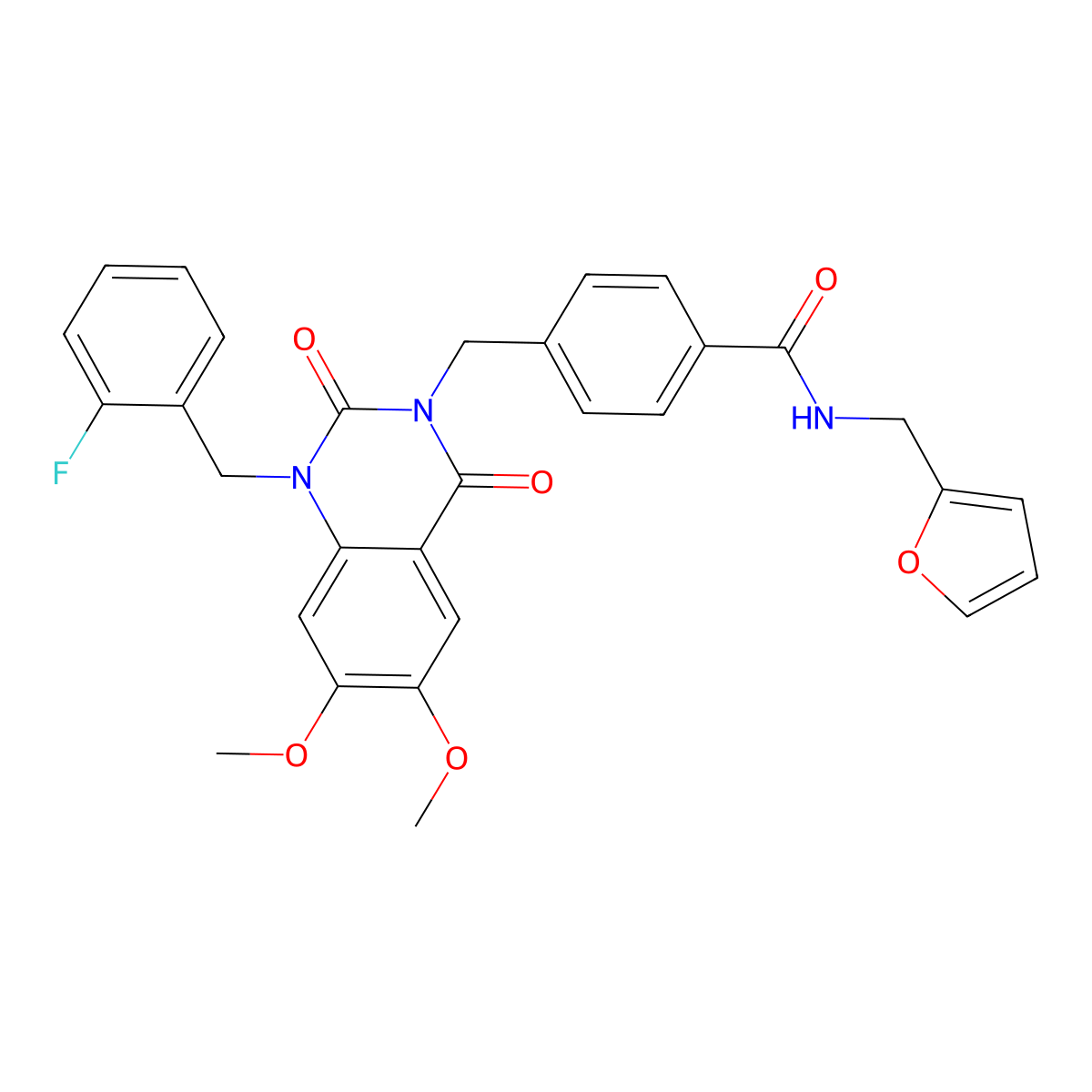 4-((1-(2-fluorobenzyl)-6,7-dimethoxy-2,4-dioxo-1,2-dihydroquinazolin-3(4H)-yl)methyl)-N-(furan-2-ylmethyl)benzamide molecular structure, CAS 1189861-40-2