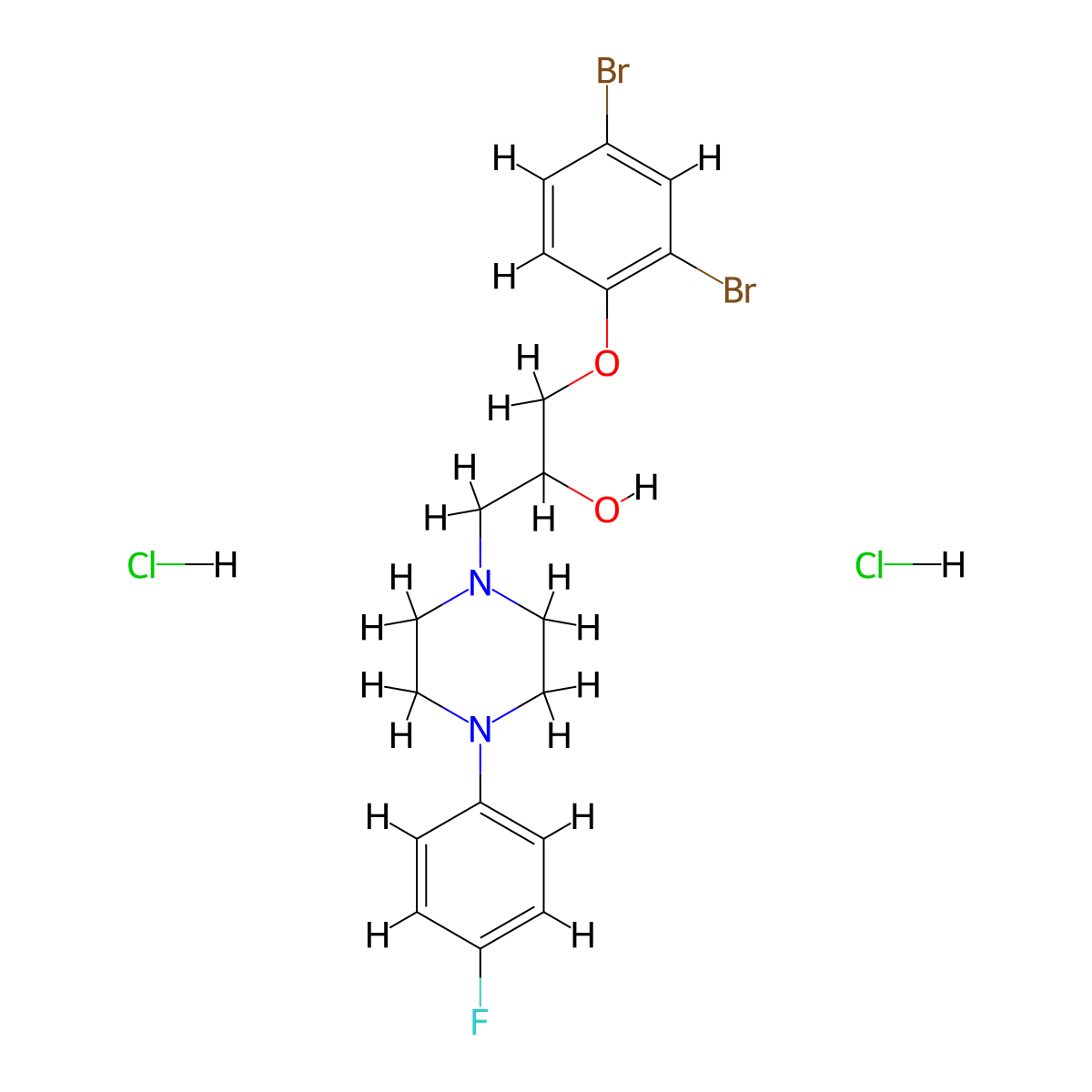 1-(2,4-Dibromophenoxy)-3-(4-(4-fluorophenyl)piperazin-1-yl)propan-2-ol dihydrochloride molecular structure, CAS 1189861-45-7