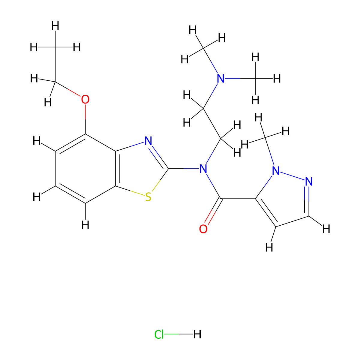 N-(2-(dimethylamino)ethyl)-N-(4-ethoxybenzo[d]thiazol-2-yl)-1-methyl-1H-pyrazole-5-carboxamide hydrochloride molecular structure, CAS 1189861-51-5