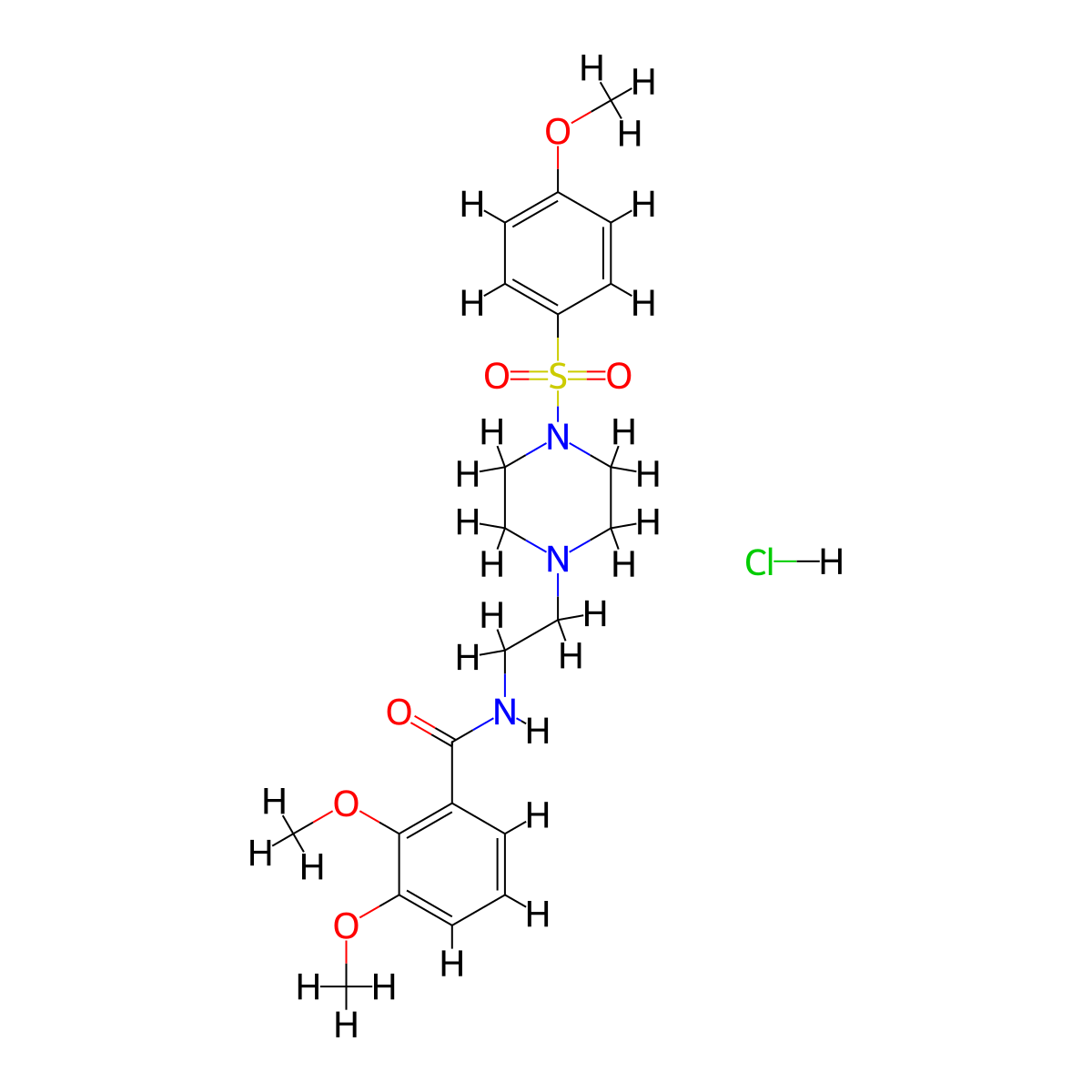 2,3-dimethoxy-N-(2-(4-((4-methoxyphenyl)sulfonyl)piperazin-1-yl)ethyl)benzamide hydrochloride molecular structure, CAS 1189861-66-2